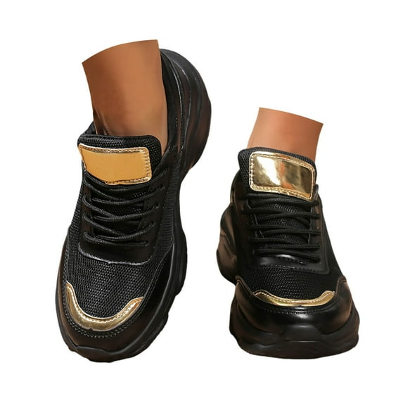 Running Shoes Fashion Sneakers for Women 2025 Breathable Mesh Leather Tennis Dad Walking Sneakers