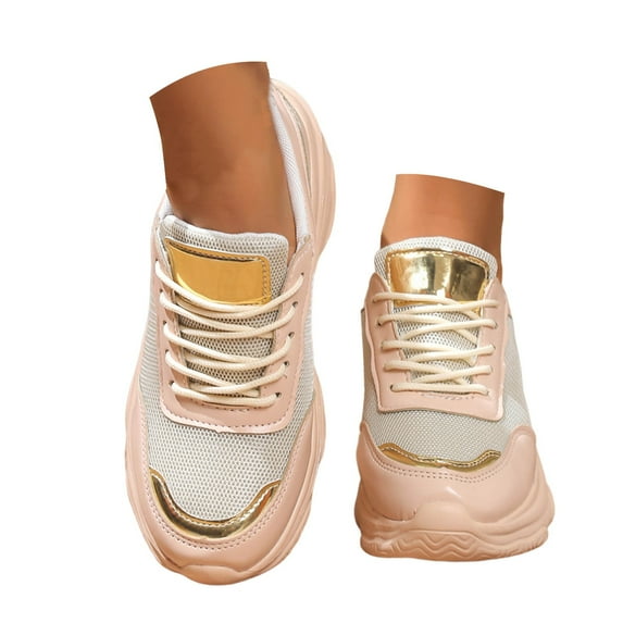 Running Shoes Fashion Sneakers for Women 2025 Breathable Mesh Leather Tennis Dad Walking Sneakers