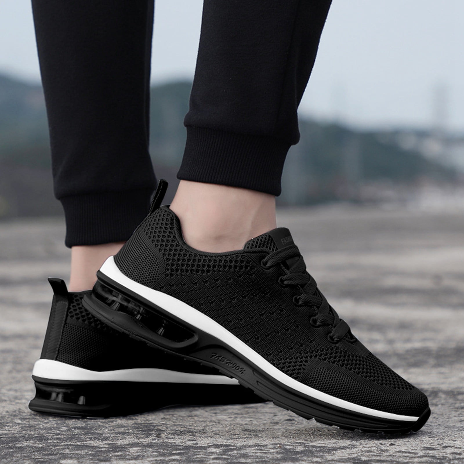 Running Shoes Women Platform Clearance Casual Soft Running Shoes Slip On Comfy Tennis Sneakers Size 8.5 Black