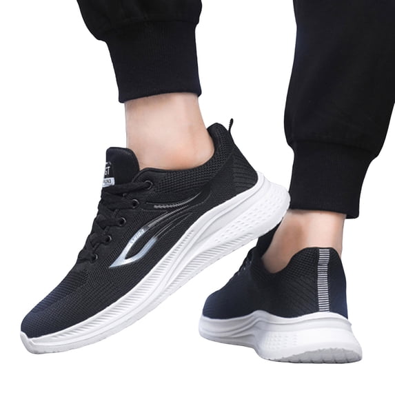 Running Shoes for Men Women Thick Soft Sole Sneakers Mesh Walking Shoes with Arch Support Lace up Nonslip Tennis Shoes White Size 9.5