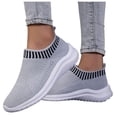 thumbnail image 1 of Running Shoes for Women Men Solid Color Knit Mesh Slip on Sock Sneakers Comfy Soft Sole Lightweight Casual Walking Shoes Light Gray Size 7, 1 of 5