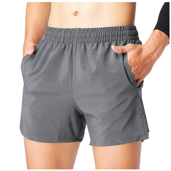 Running Shorts For Men Qiggri Man Solid-Color Casual Sports Running Zipper Pocket Drawstring Shorts