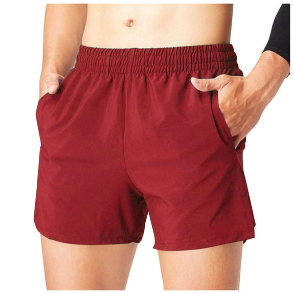 Running Shorts Men 5 inch Solid Color Workout Gym Fitness Training Shorts Slim Outdoor Lightweight Athletic Short Summer Elasticated Waist Short Pants with Pockets
