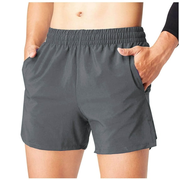Running Shorts Men 5 inch Solid Color Workout Gym Fitness Training Shorts Slim Outdoor Lightweight Athletic Short Summer Elasticated Waist Short Pants with Pockets