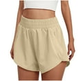 thumbnail image 1 of Running Shorts for Women, Audhol Women's Athletic Shorts High Waisted Running Solid Shorts with Zip Pocket Side Split Short Gym Elastic Workout Pants Athletic Shorts for Women Beige L, 1 of 7
