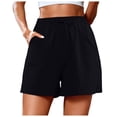 thumbnail image 1 of Running Shorts Women Y2K Casual Shorts Solid Soft Wide Leg Elastic Bottoms Shorts Womens Gym Shorts Black L, 1 of 4