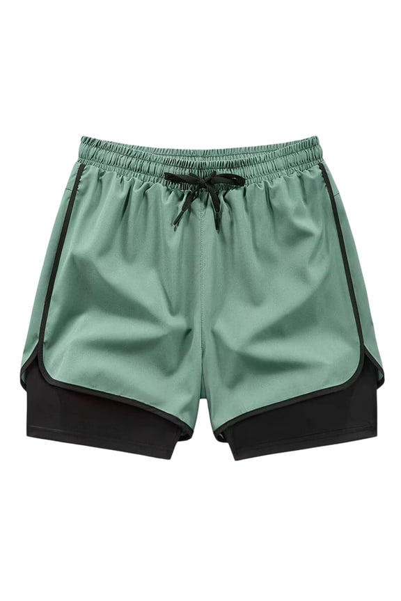 Women Shorts Casual Women's Two Layer Athletic Shorts Flowy Fit Secure Inner Lightweight Running and Workout Partner for Sports Army Green M