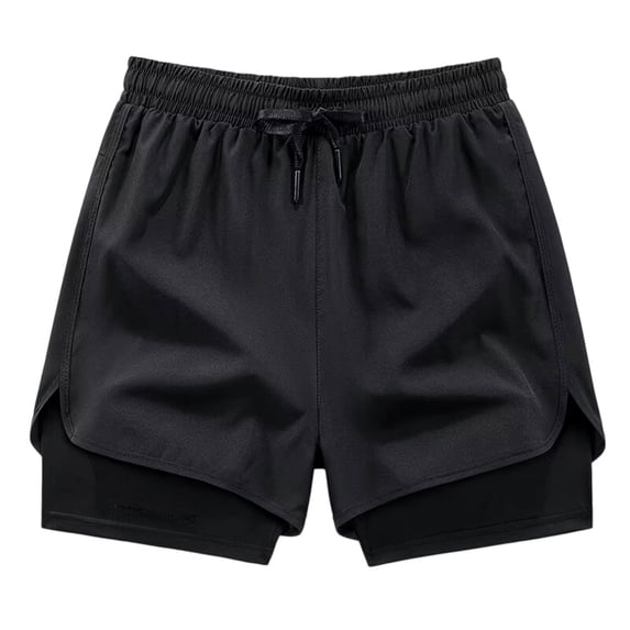 Shorts for Women Women's Two Layer Athletic Shorts Flowy Fit Secure Inner Lightweight Running and Workout Partner for Sports Black L