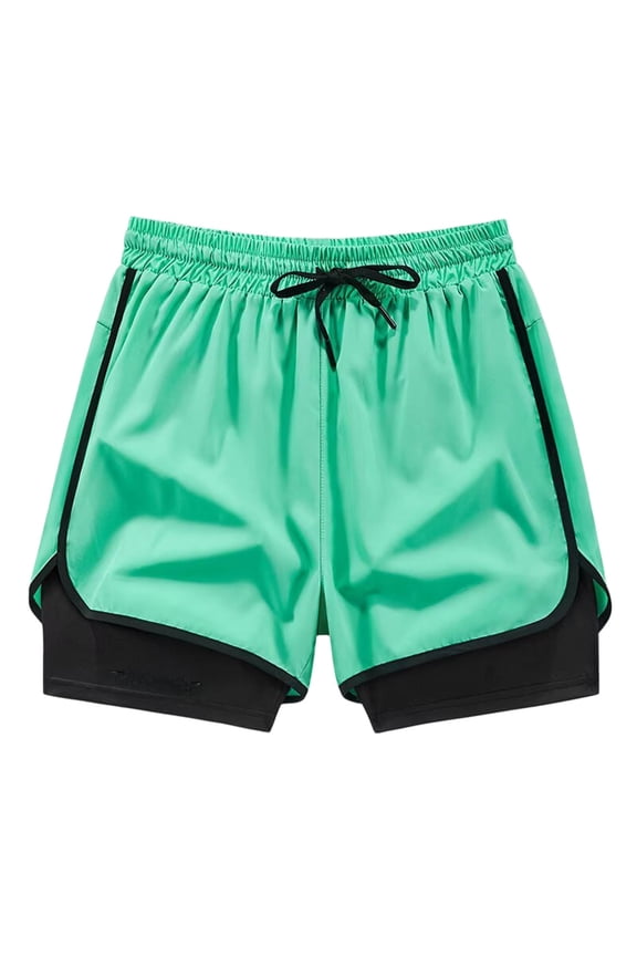 Running Shorts Women's Two Layer Athletic Shorts Flowy Fit Secure Inner Short Lightweight Running Workout Partner Solid Above Knee Light Green XL