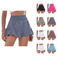 thumbnail image 1 of Running Shorts for Women Elastic Waist Wide Leg Pockets Breathable Yoga Gym Active Sports Workout Athletic Shorts, 1 of 8