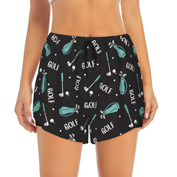 Running Shorts for Women, Golf Bags And Balls Workout Athletic Shorts with Pockets, Lounge Yoga Shorts Women