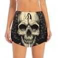 thumbnail image 1 of Running Shorts for Women, Gothic Winged Skull Workout Athletic Shorts with Pockets, Lounge Yoga Shorts Women, 1 of 7