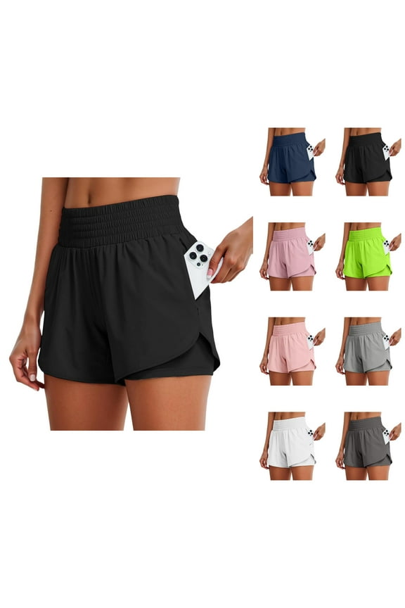 Running Shorts for Women High Waist Pockets Breathable Lightweight Yoga Gym Active Sports Workout Athletic Shorts