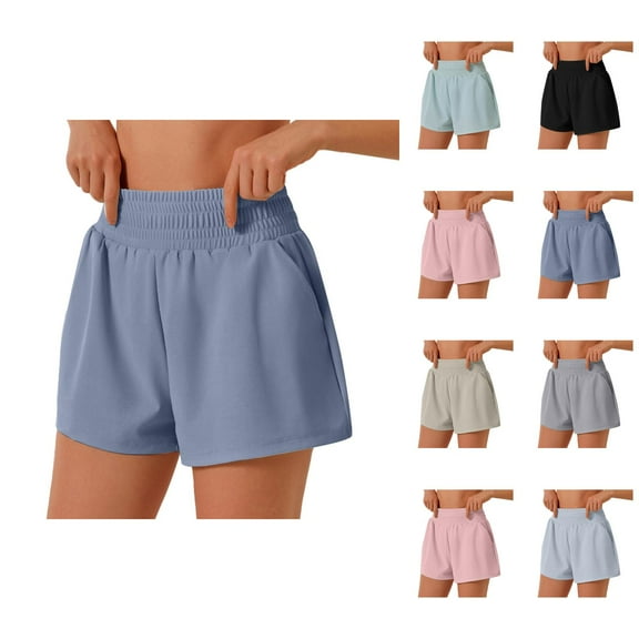 Running Shorts for Women High Waist Pockets Lightweight Breathable Yoga Gym Active Sports Workout Athletic Shorts