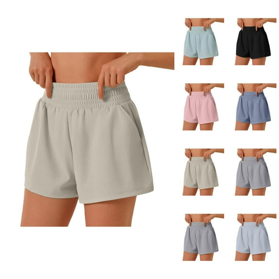 Running Shorts for Women High Waist Pockets Lightweight Breathable Yoga Gym Active Sports Workout Athletic Shorts