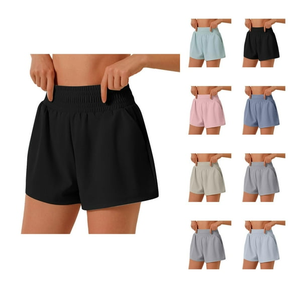 Running Shorts for Women High Waist Pockets Lightweight Breathable Yoga Gym Active Sports Workout Athletic Shorts