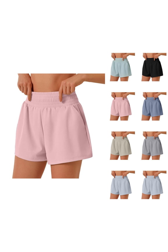 Running Shorts for Women High Waist Pockets Lightweight Breathable Yoga Gym Active Sports Workout Athletic Shorts