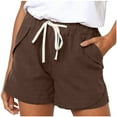 thumbnail image 1 of Running Shorts for Women High Waisted New Womens Plus Size Drawstring Shorts Comfy High Waist Casual Summer Beach Shorts with Pockets Khaki 5XL, 1 of 5