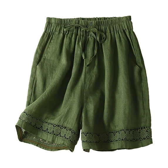 Running Shorts for Women Loose Fit Casual Elastic Wide Leg Bermuda Cargo Board Gym Wear Resistant Breathable Green Bottoms Sizes XL