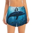 thumbnail image 1 of Running Shorts for Women, Ocean Dolphin Fish School Workout Athletic Shorts with Pockets, Lounge Yoga Shorts Women, 1 of 7