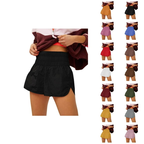 Running Shorts for Women Quick Drying Stretchy High Waist Side Slit Yoga Gym Active Sports Workout Athletic Shorts