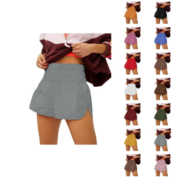 Running Shorts for Women Quick Drying Stretchy High Waist Side Slit Yoga Gym Active Sports Workout Athletic Shorts