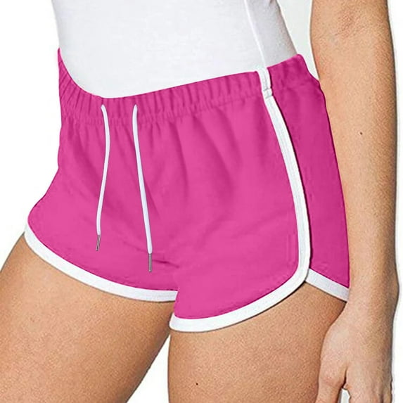 Running Shorts for Women Summer Active Gym Elastic Shorts Casual Comfy Drawstring Athletic Workout Shorts Hot Pink 3XL