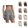 thumbnail image 1 of Running Shorts for Women Summer Cargo Pockets Loose Fit Elastic Waist Yoga Gym Active Sports Workout Athletic Shorts, 1 of 7