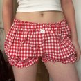 thumbnail image 1 of Running Shorts for Women, Xunlbb Women' Checkered Flower Bud Elastic Waist Casual Shorts And Hot Pants, 1 of 5