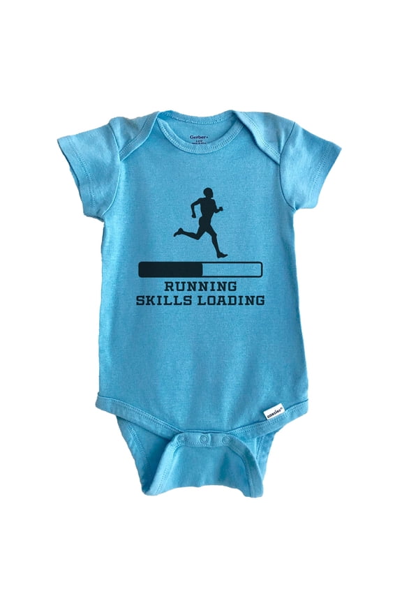 Running Skills Loading Funny Runner Humor Baby Bodysuit (Blue), 6-9 Months