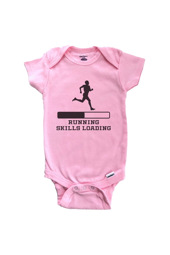 Running Skills Loading Funny Runner Humor Baby Bodysuit (Pink), 6-9 Months