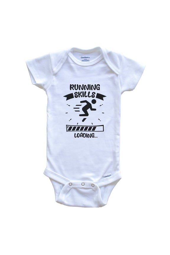 Running Skills Loading Funny Running Baby Bodysuit, 0-3 months white