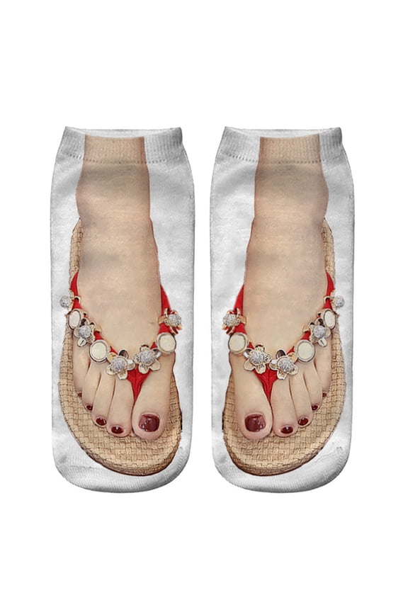 Running Socks Funny Hidden Running Anti Slip Breathable Socks 3D Pattern Manicure Print Socks Women Personalized