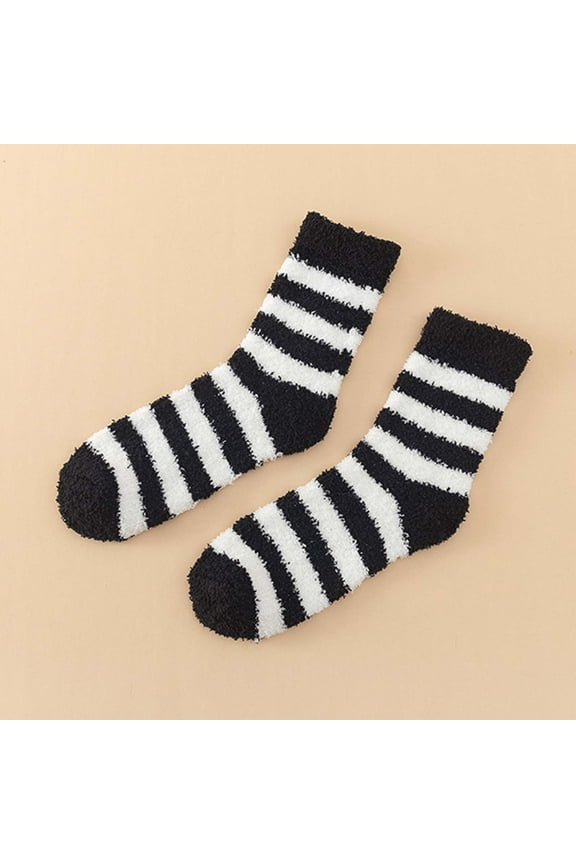 Running Socks Womens Ankle Crew, Women's Thick Warm Wool Socks Floor Sleep Socks Mid-Tube Socks New Socks for Women Crew Thin Style B-16 Black One Size