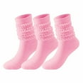 thumbnail image 1 of Running Socks Womens Crew New Men's and Women's Stockings Winter Solid Color Warm Socks Extra Long Tight Knitted Pile Socks Style B-72 Pinky M, 1 of 9