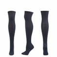 thumbnail image 1 of Running Socks Womens, Fall Winter Women Striped Solid Color Cotton Knit Over-the-Knee Stockings New Women's Ankle Socks Style B-59 Navy One Size, 1 of 3