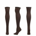 thumbnail image 1 of Running Socks Womens New Fall Winter Women Striped Solid Color Cotton Knit Over-the-Knee Stockings Style B-59 Coffee One Size, 1 of 3