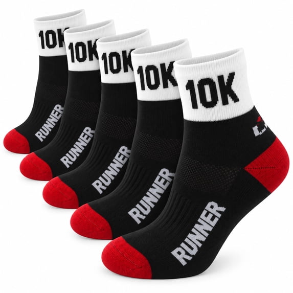 Running Socks for Men and Women, Athletic Crew Socks for Running, Training, Fitness and Everyday Sports, 10K Design, Size M