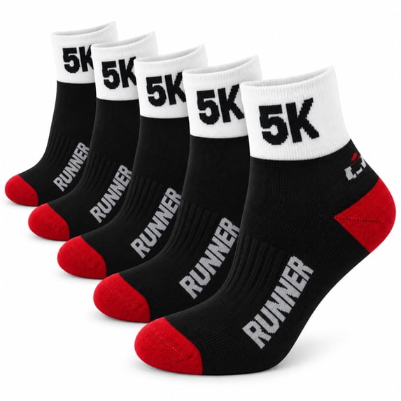 Running Socks for Men and Women, Athletic Crew Socks for Running, Training, Fitness and Everyday Sports, 5K Design, Size XL