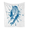 thumbnail image 1 of Running Soft Flannel Fleece Blanket, Footwear Print Illustration with a Paint Splash Design Trainers Sole Sneakers, Cozy Plush for Indoor and Outdoor Use, 50" x 60", Sea Blue White, by Ambesonne, 1 of 5