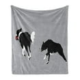 thumbnail image 1 of Running Soft Flannel Fleece Throw Blanket, Animal Lover Themed 2 Happy Doggies Playing with a Ball Having Fun, Cozy Plush for Indoor and Outdoor Use, 50" x 70", Grey and Charcoal Grey, by Ambesonne, 1 of 5