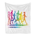 thumbnail image 1 of Running Soft Flannel Fleece Throw Blanket, Group of Men and Women Athletes Trying to Stay Fit Exercising Workout Colorful, Cozy Plush for Indoor and Outdoor Use, 50" x 60", Multicolor, by Ambesonne, 1 of 5