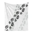 thumbnail image 1 of Running Soft Flannel Fleece Throw Blanket, Grunge Theme of Shoe Prints Pattern in Greyscale Tones, Cozy Plush for Indoor and Outdoor Use, 50" x 60", Pale Grey Dimgray, by Ambesonne, 1 of 5