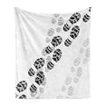 thumbnail image 1 of Running Soft Flannel Fleece Throw Blanket, Grunge Theme of Shoe Prints Pattern in Greyscale Tones, Cozy Plush for Indoor and Outdoor Use, 50" x 70", Pale Grey Dimgray, by Ambesonne, 1 of 5