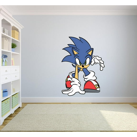 Running Sonic the Hedgehog Cartoon Game Decors Wall Sticker Art Design Decal for Girls Boys Kids Room Bedroom (40x20 inch)