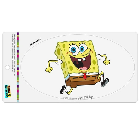 Running SpongeBob Automotive Car Refrigerator Locker Vinyl Euro Oval Magnet