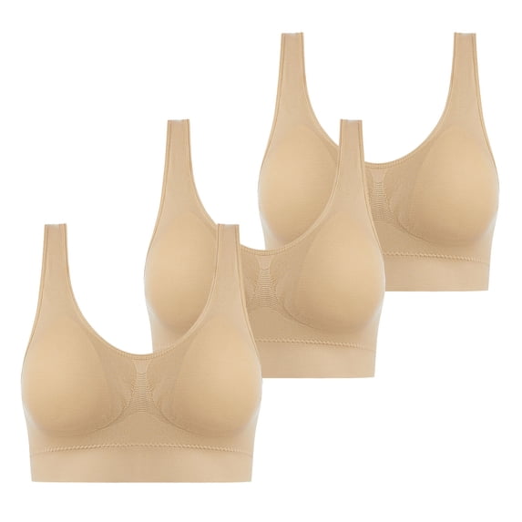 Running Sports Bras for Women Seamless Bra Feature V-Neck Longline Bra Style W-1770 Hook and Eye Closure Bras Plus Size Beige 4XL