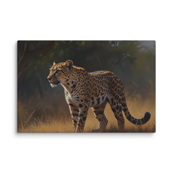 Running Stallion Art On Canvas - Title: Leopard On The Prowl (12″×18″)