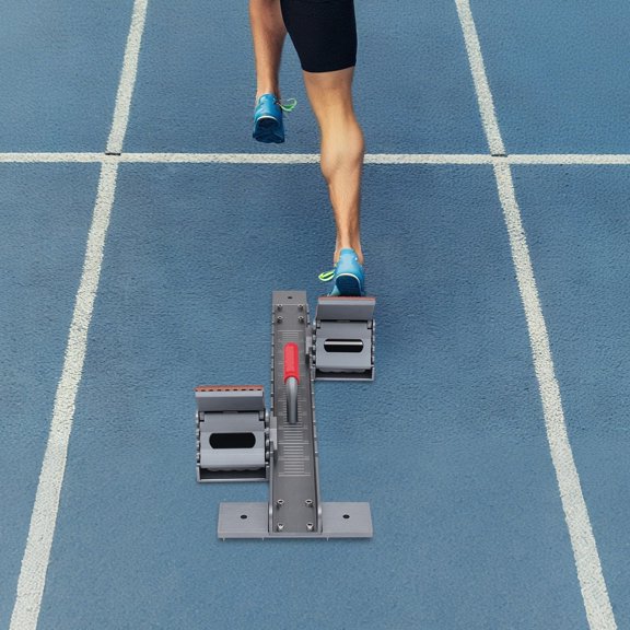 Running Starting Blocks, Aluminum Alloy Running Track Blocks, Adjustable Running Track Blocks( Silver Grey)