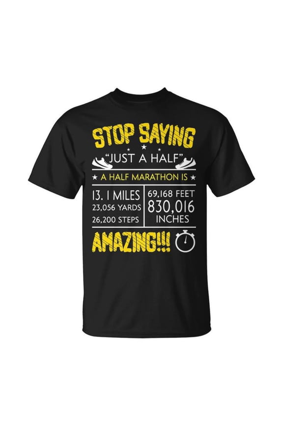 Running Stop Saying Amazing Funny Graphic Cotton Tee Unisex Adult Casual Jogging Enthusiast Comfortable T-Shirt for Everyday Wear, Size S, Color Black